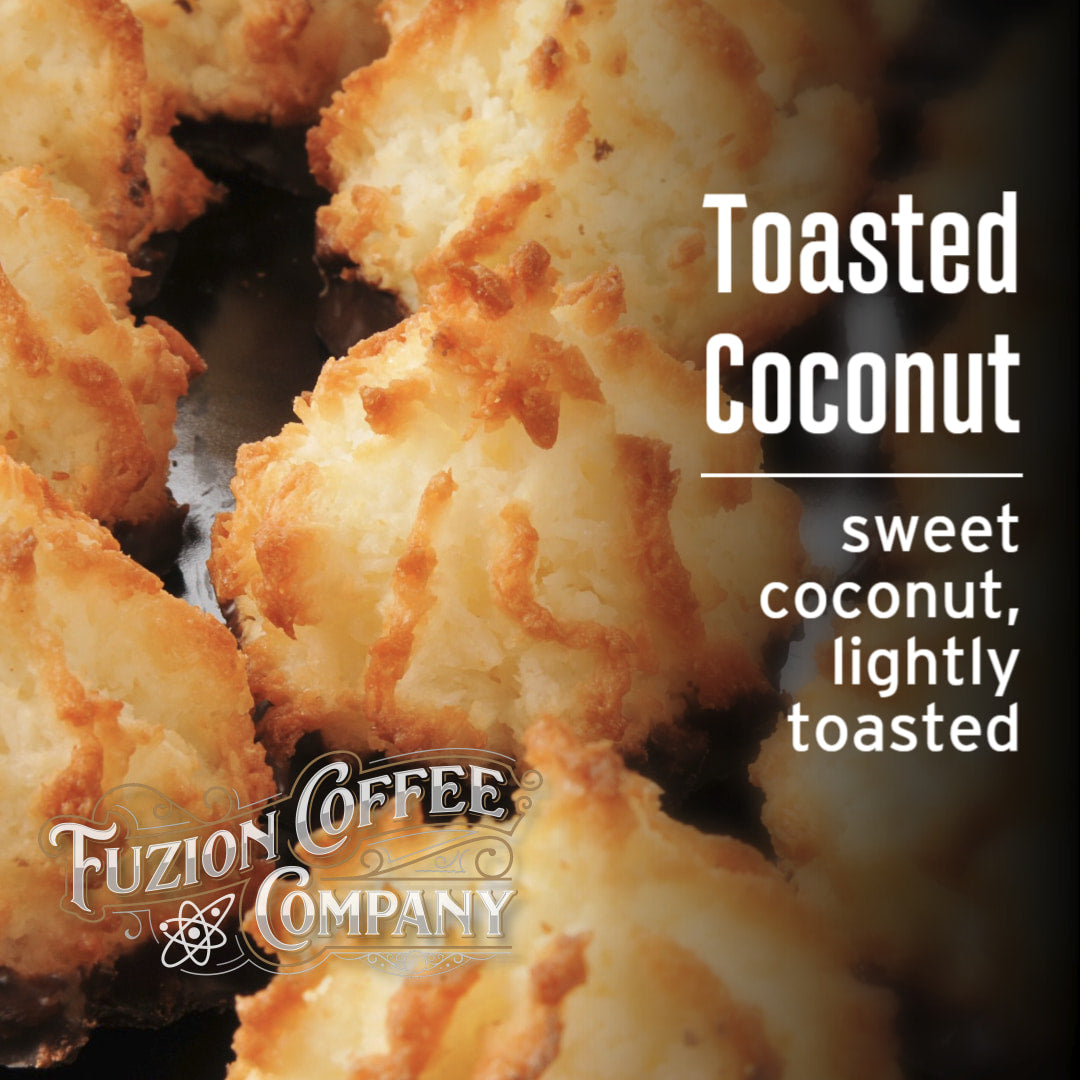 Toasted coconut with Fuzion Coffee Company branding
