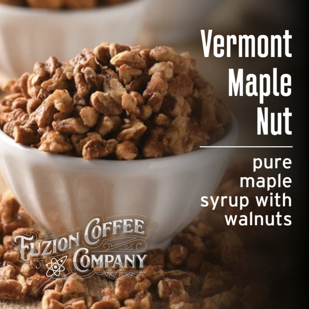 Bowl of Vermont Maple Nut with Fuzion Coffee Company logo