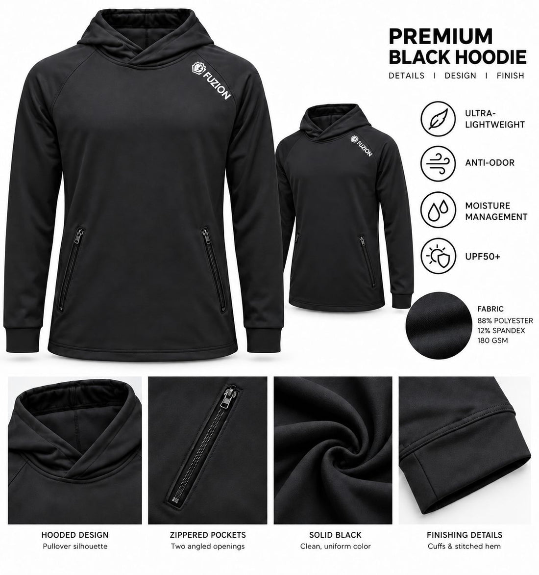 Fuzion Hoodie — black